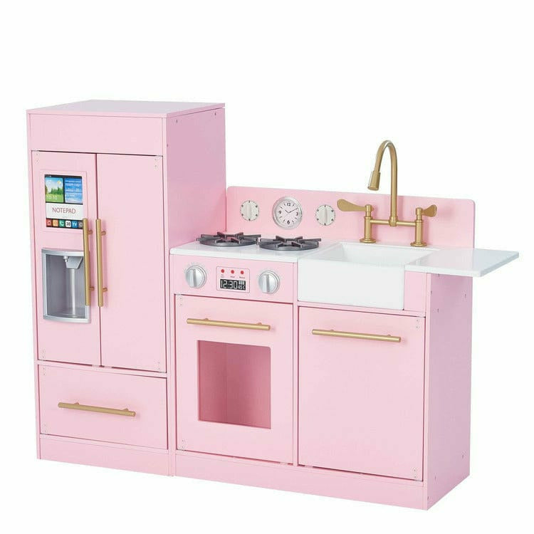 Teamson-Kids-Little-Chef-Charlotte-2-Piece-Modular-Wooden-Play-Kitchen-Pink-Preschool-20867717857367